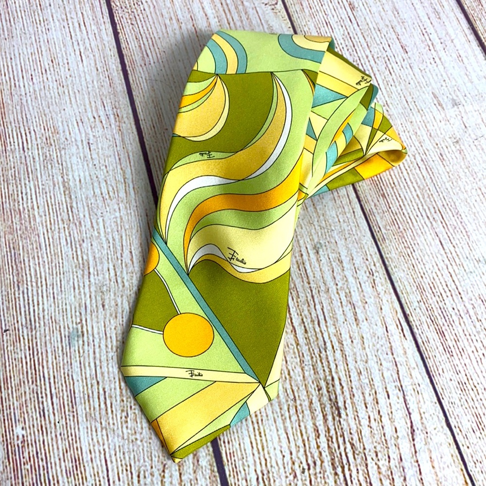 Emilio Pucci Pastel Shapes Silk Tie Made in Italy